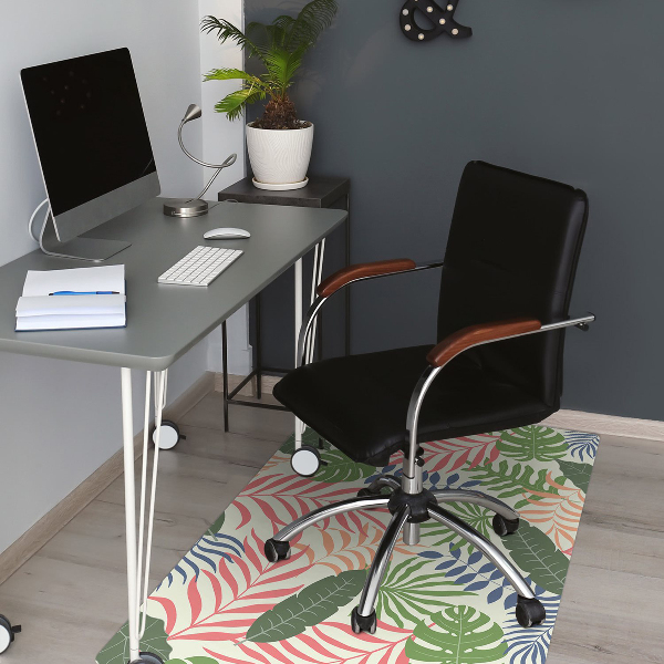 Office chair mat exotic leaves