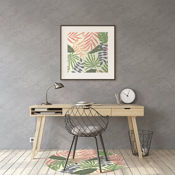 Office chair mat exotic leaves