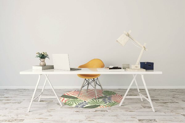 Office chair mat exotic leaves