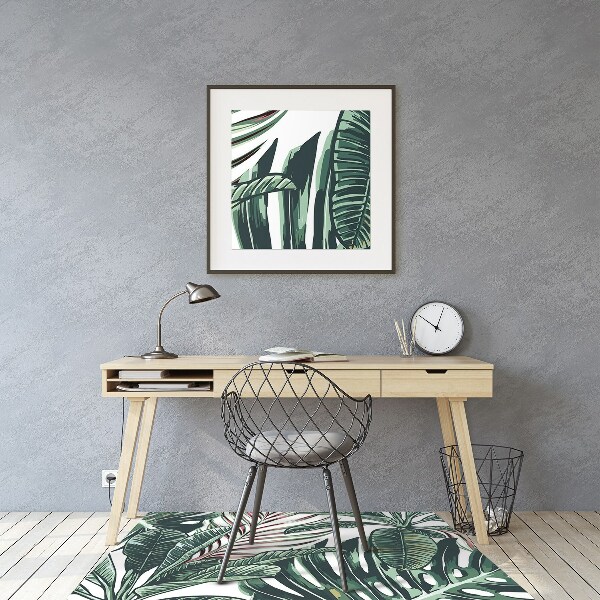 Chair mat floor panels protector Tropical palm