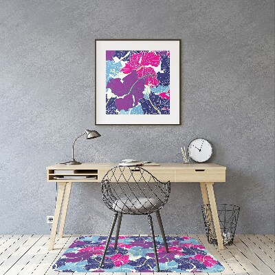 Office chair mat hibiscus