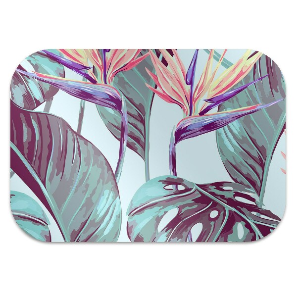 Office chair mat tropical leaves