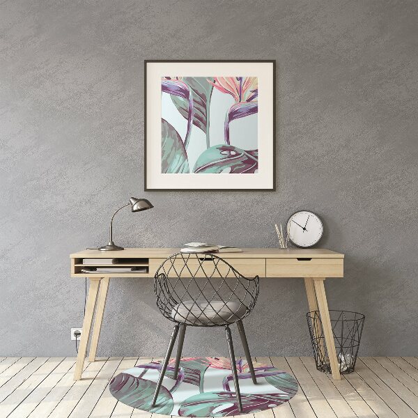 Office chair mat tropical leaves