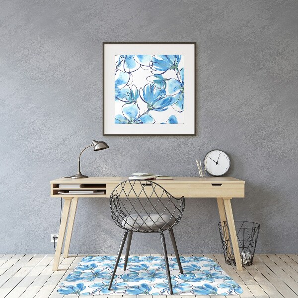 Office chair mat flowers watercolors