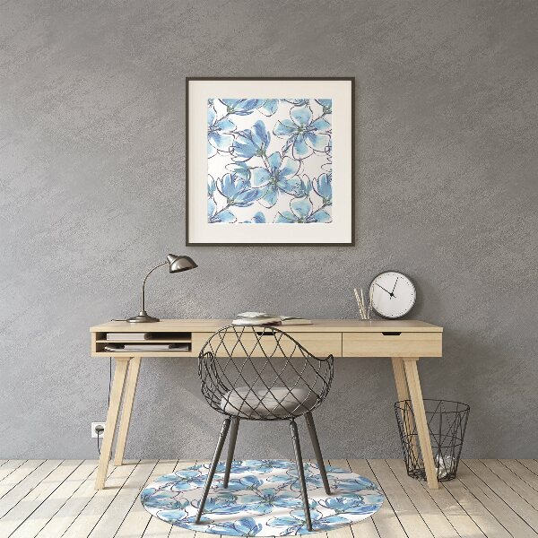 Office chair mat flowers watercolors