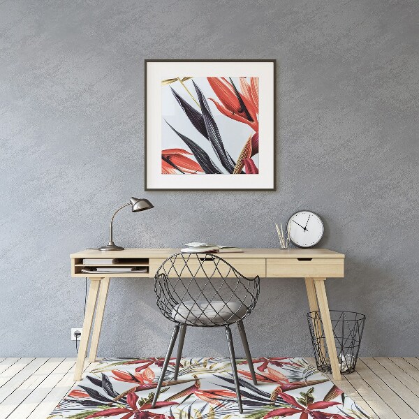 Chair mat floor panels protector pastel flowers