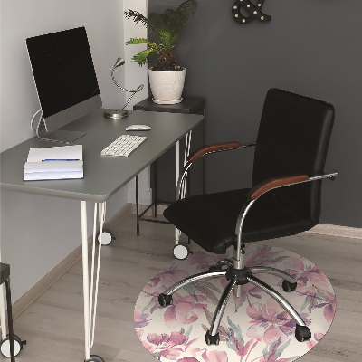 Desk chair mat pink flowers