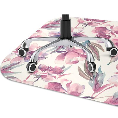 Desk chair mat pink flowers