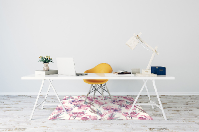 Desk chair mat pink flowers