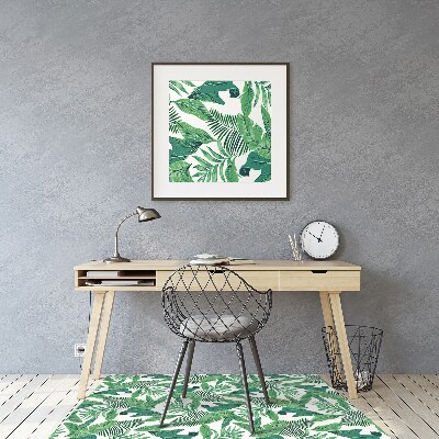 Office chair mat tropical leaf