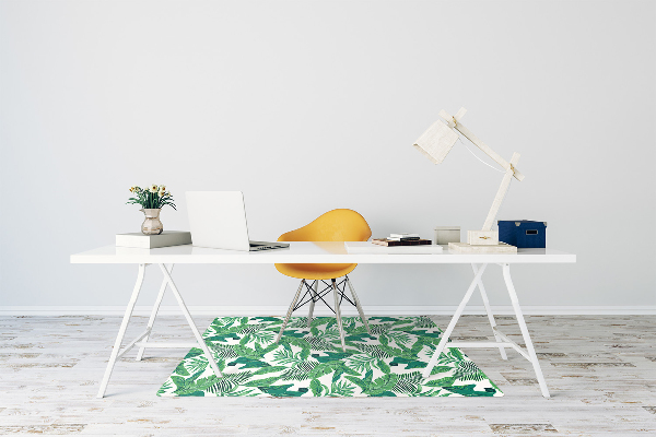 Office chair mat tropical leaf