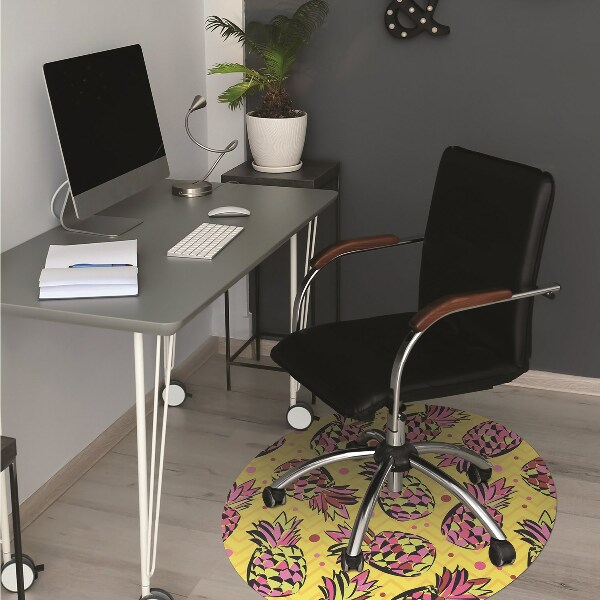 Office chair floor protector pink pineapples