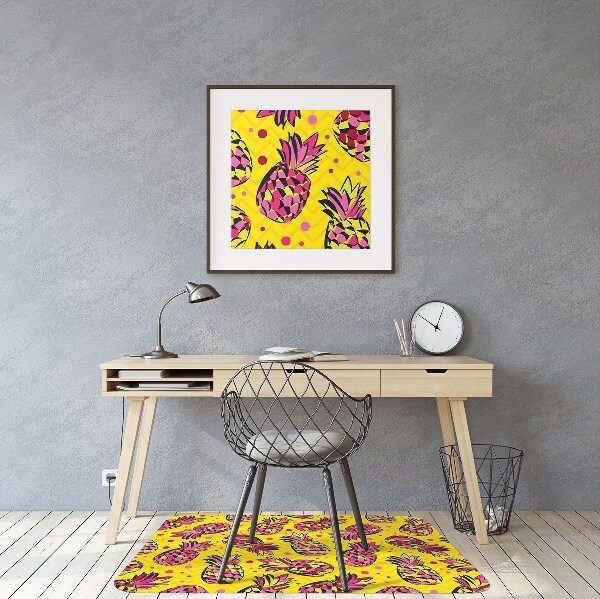 Office chair floor protector pink pineapples