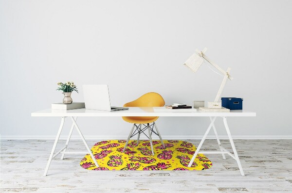 Office chair floor protector pink pineapples