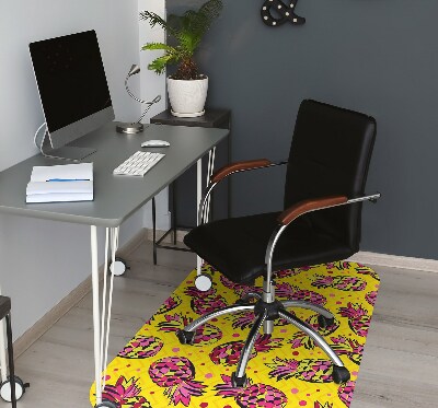 Office chair floor protector pink pineapples