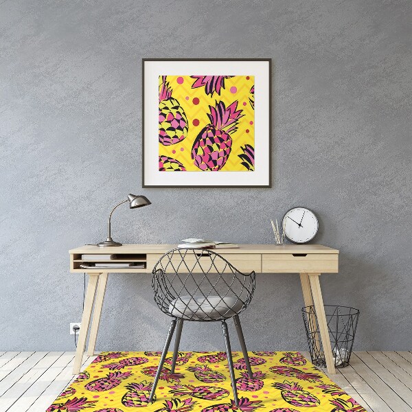 Office chair floor protector pink pineapples