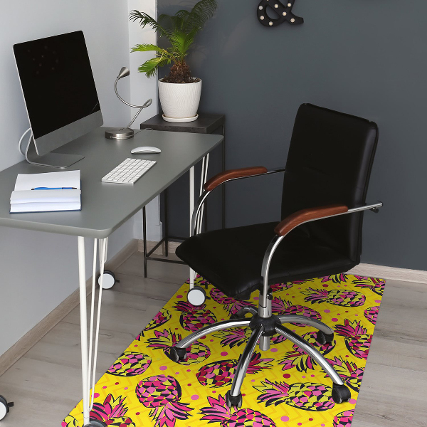 Office chair floor protector pink pineapples