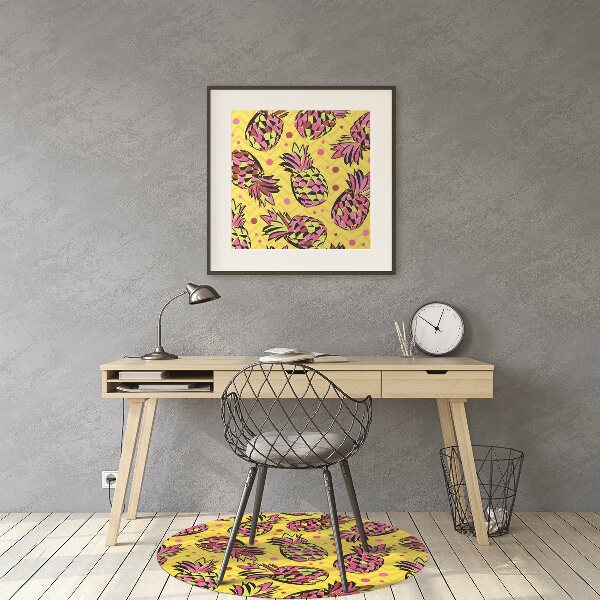 Office chair floor protector pink pineapples