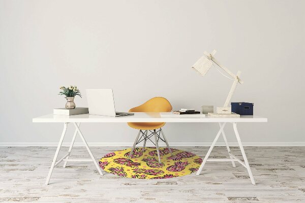 Office chair floor protector pink pineapples