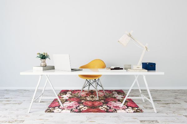 Desk chair mat Red roses