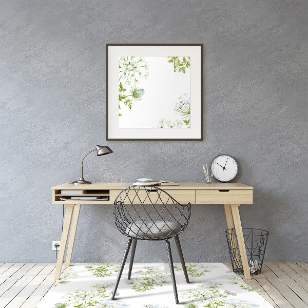 Chair mat floor panels protector delicate flowers