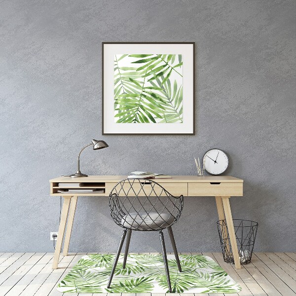 Office chair mat watercolor leaves