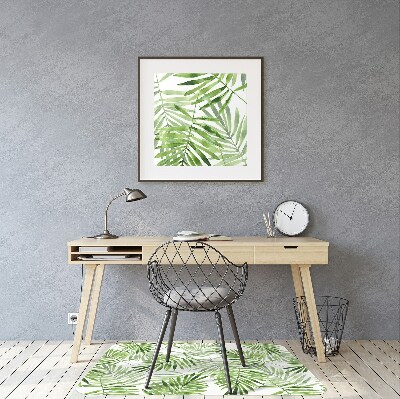 Office chair mat watercolor leaves