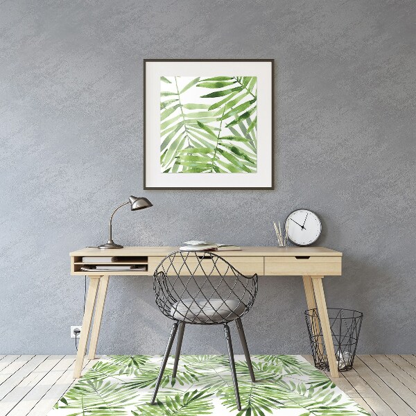 Office chair mat watercolor leaves