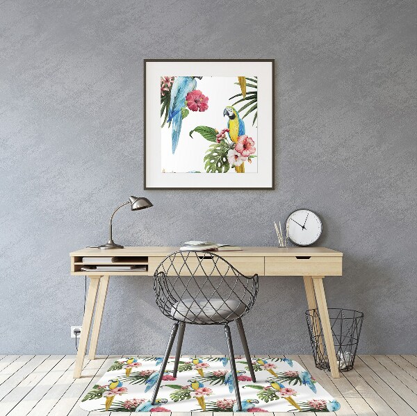 Office chair mat Parrots and Flowers