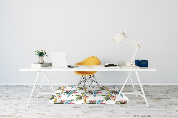 Office chair mat Parrots and Flowers