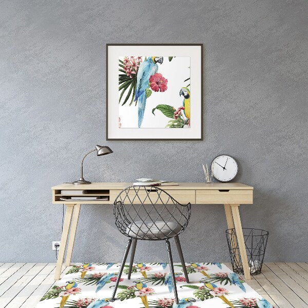 Office chair mat Parrots and Flowers