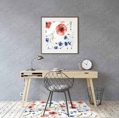 Office chair mat Poppies