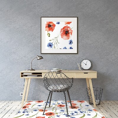 Office chair mat Poppies