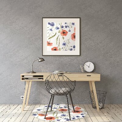 Office chair mat Poppies