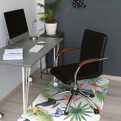 Office chair mat Toucans and butterflies