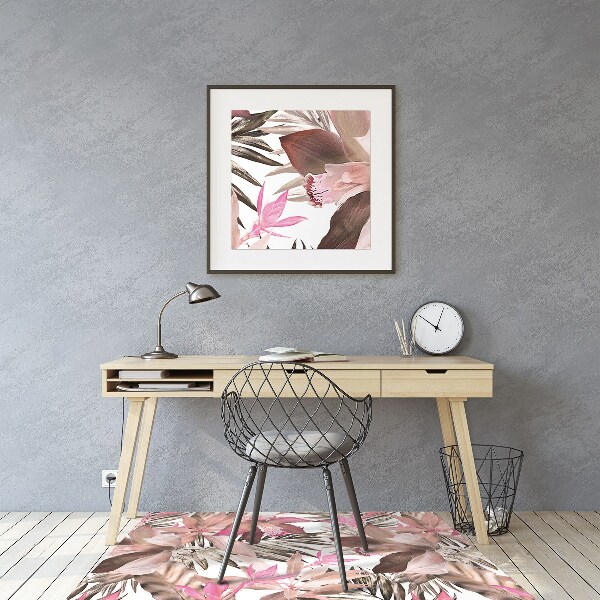 Chair mat floor panels protector pastel flowers