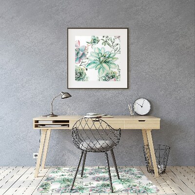 Office chair mat watercolor Flower