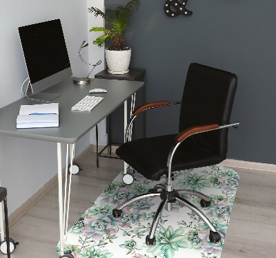 Office chair mat watercolor Flower