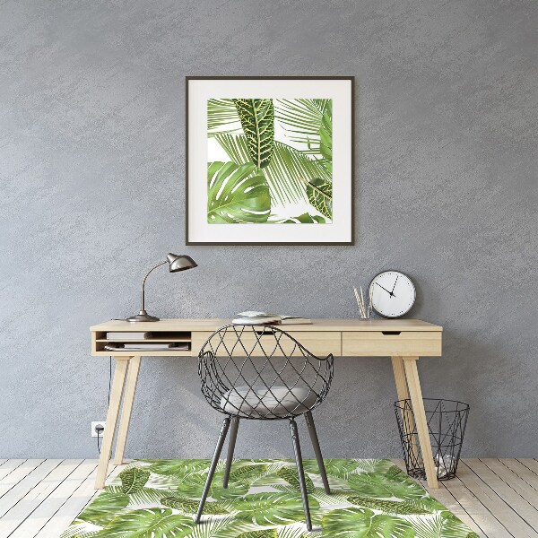 Office chair mat tropical leaves