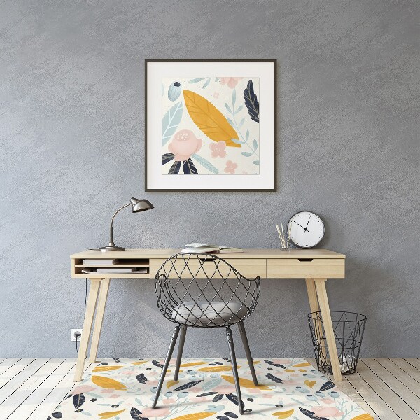 Chair mat floor panels protector pastel flowers