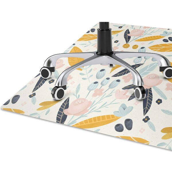 Chair mat floor panels protector pastel flowers
