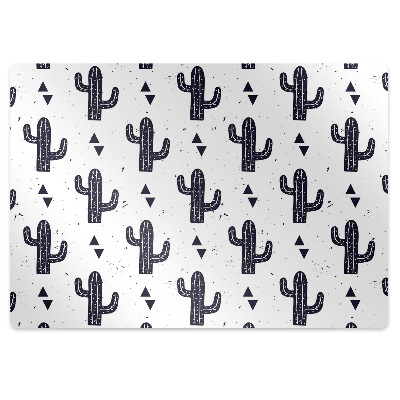 Desk chair mat white cacti