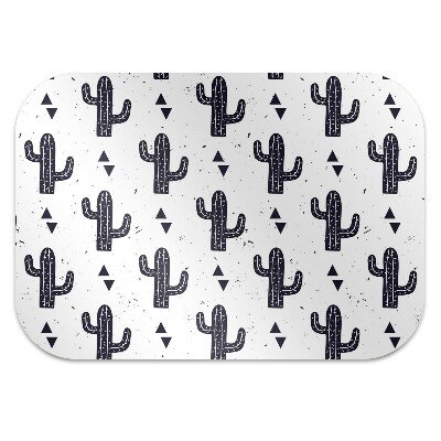 Desk chair mat white cacti