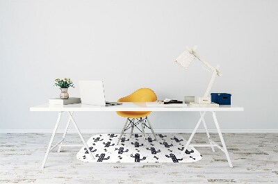 Desk chair mat white cacti