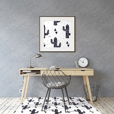 Desk chair mat white cacti