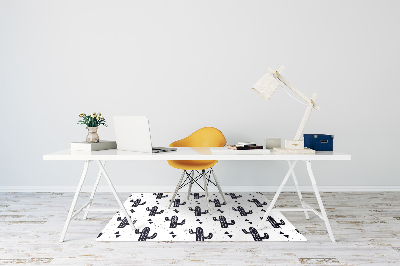 Desk chair mat white cacti