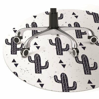 Desk chair mat white cacti