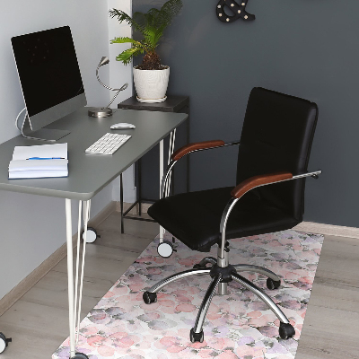 Office chair mat flowers painted