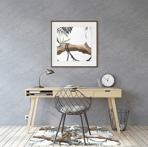 Office chair floor protector Leopards on branch