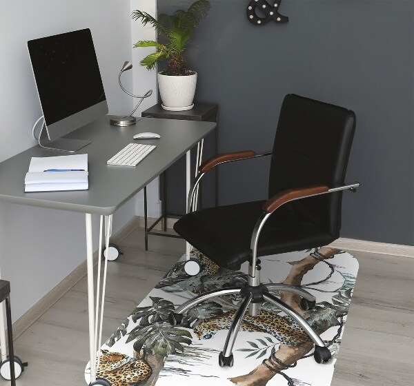 Office chair floor protector Leopards on branch